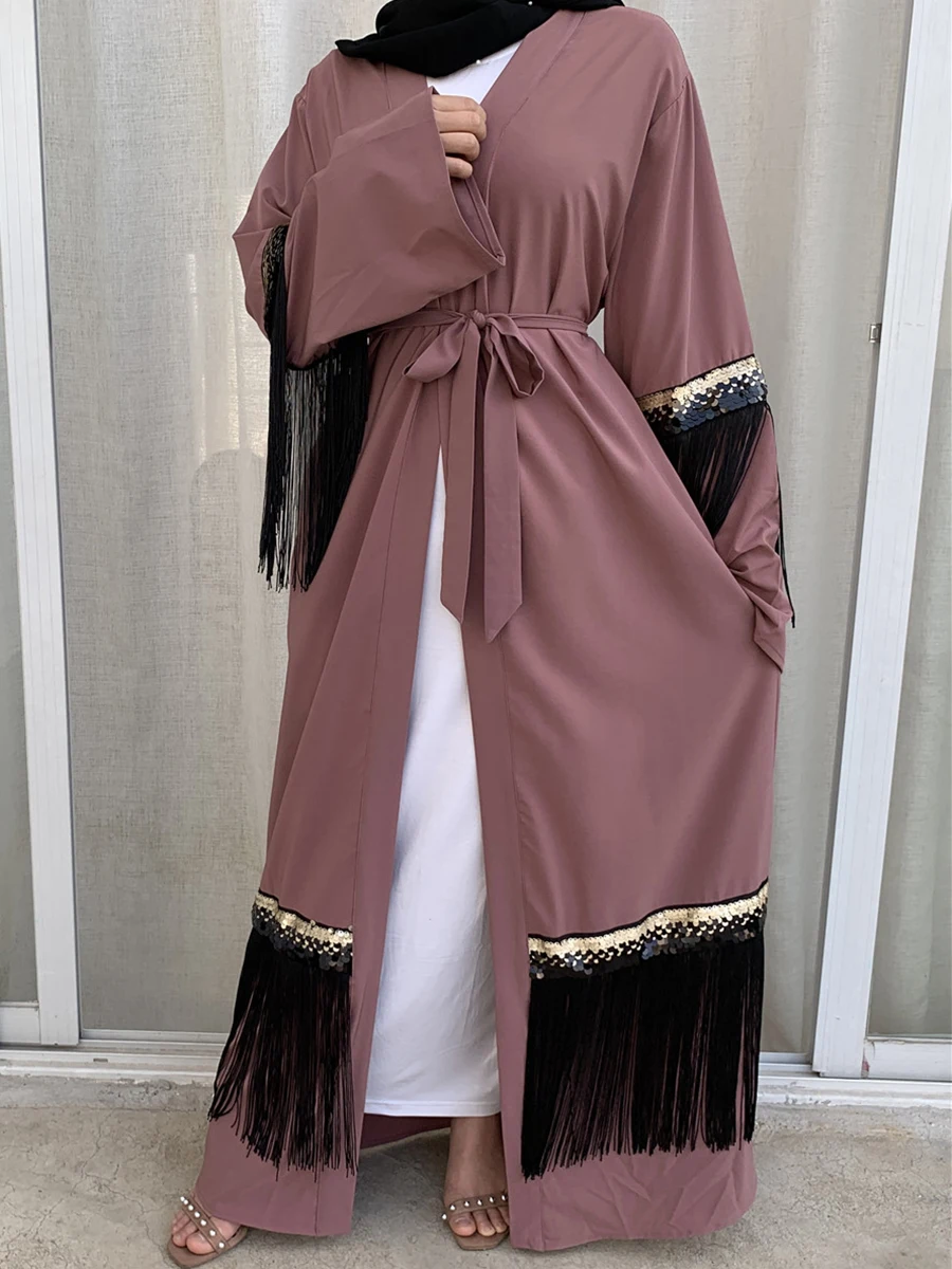 1795#Dubai Abaya Kimono Turkish Islamic Clothing - CHAOMENG MUSLIM SHOP