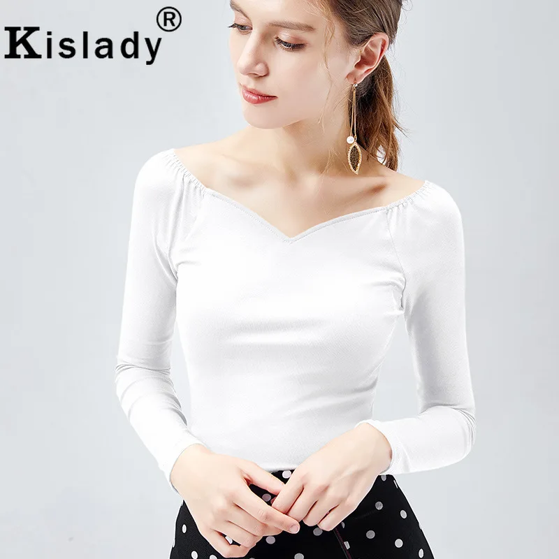 Kislady женские плиссированные прозрачные сексуальные топы с вырезом лодочкой зеленого цвета Harajuku OL приталенная рубашка размера плюс Готическая Корейская одежда