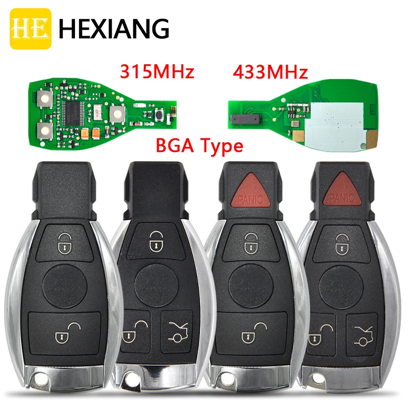 HE Xiang Car Remote Key For Mercedes Benz A B C E S GL M W Series R170 R230 W609 W639 2000+Years BGA NEC Type 433MHz Smart Card 3buttons smart remote key keyless fob for mercedes benz after 2000 nec