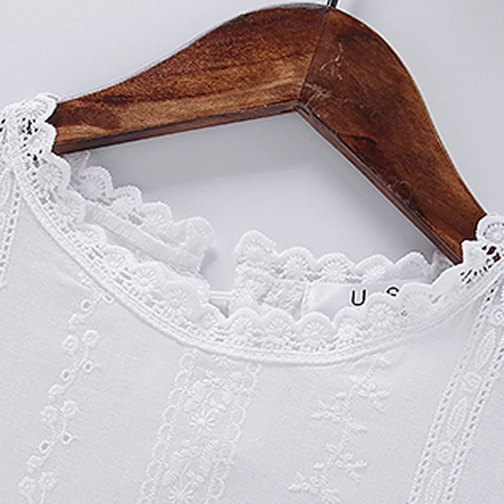 Women Blouses 2020 spring See-through Sheer Mesh Blouse Long Sleeve Shirt Tops Tee Shirts White Bloust O-neck Tops 5