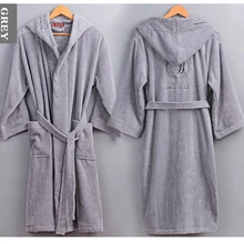 Зимний хлопковый мужской Халат с капюшоном, толстый теплый мужской халат для дома, отеля, свадьбы, подружки невесты, серый халат высокого качества
