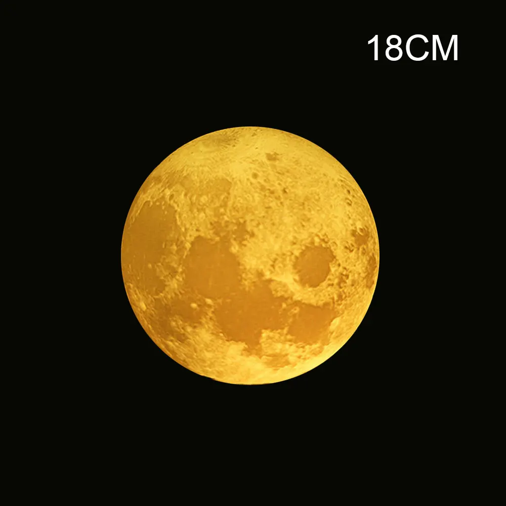 Yellow Лунный свет светодиоды лунного света 3D принт 12/15/18 см домашний декор настольная лампа будет идеальным подарком Луны лампа RGB Батарея земли Творческий лампы - Испускаемый цвет: Yellow