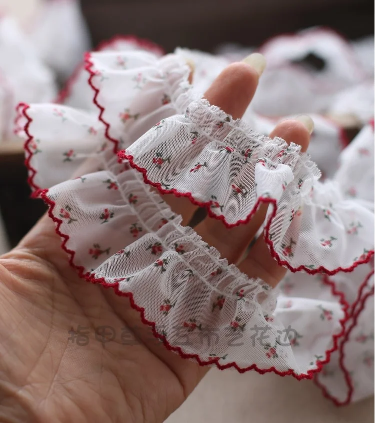 2 Meters Modern Wavelet Pleated Mesh Yarn Printed Lace Trims Dress Hair Accessories Boots Bag Pet Decoration 4cm lace garment accessories,lace sewing supplies,lace hair accessories,lace decoration,lace accessories,lace sewing accessories