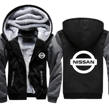

Hoodies Men Nissan Car Logo Print Jacket Men Hoodies Casual Winter Thicken Warm Fleece cotton Zipper Raglan Coat Male Tracksuits
