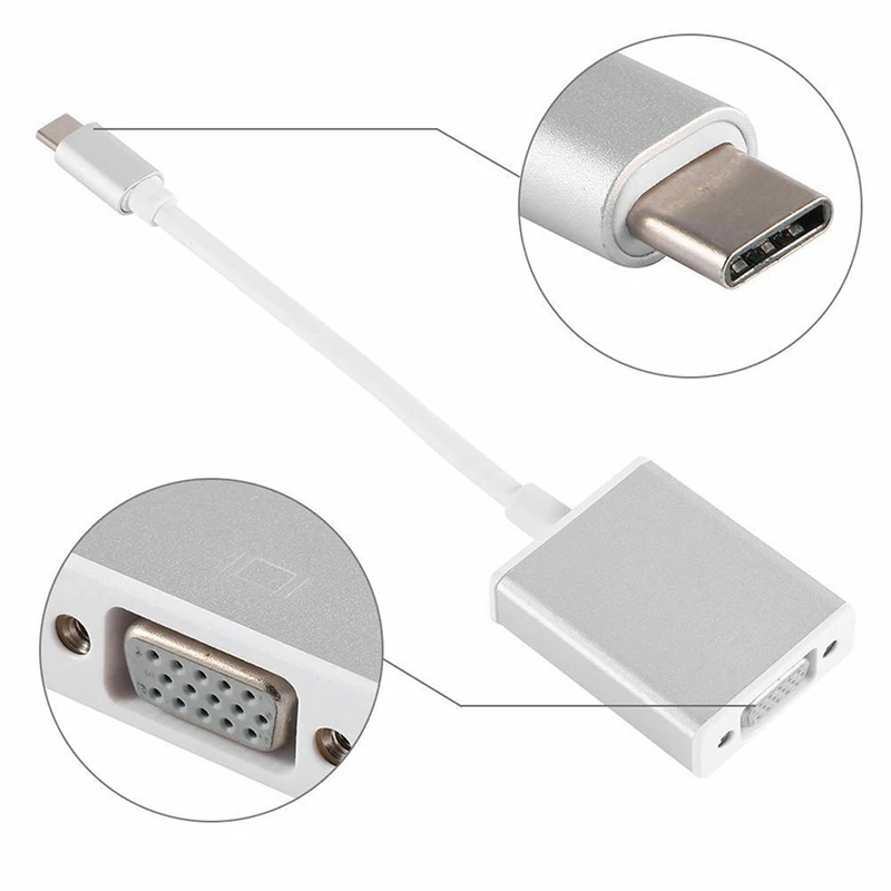 USB 3,1 тип-c к VGA конвертер адаптер для Macbook 12 дюймов Pixel Chromebook Galaxy S8/9 мужчин и женщин видео кабель 1080P