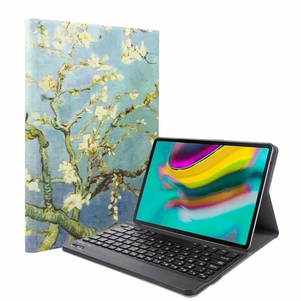 Bluetooth клавиатура чехол для Samsung Galaxy Tab A 10,1 T720 T725 планшет ткань с 7 подсветкой Клавиатура с подсветкой крышка+ ручка+ пленка
