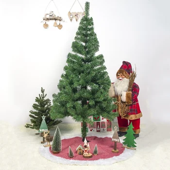 

Christmas Tree Skirt 48 inches Large Natural Burlap Jute Plain with Hand-Sewn White White Decor Rustic Xmas Tree Holiday Decor
