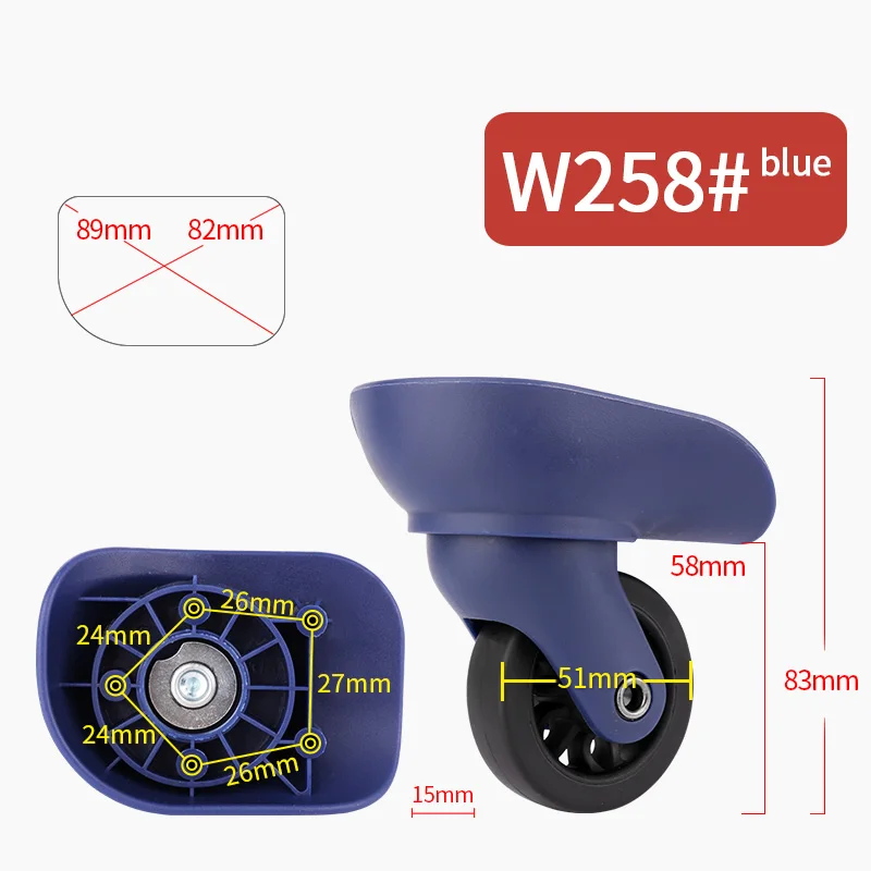 W258(2 Wheels)Blue Чемодан для багажа, сменные колеса, аксессуары для макияжа, чемодан на колесиках, износостойкий, 14-30 дюймов, чемодан на колесиках, Черное колесо - Цвет: W258(2 Wheels)Blue