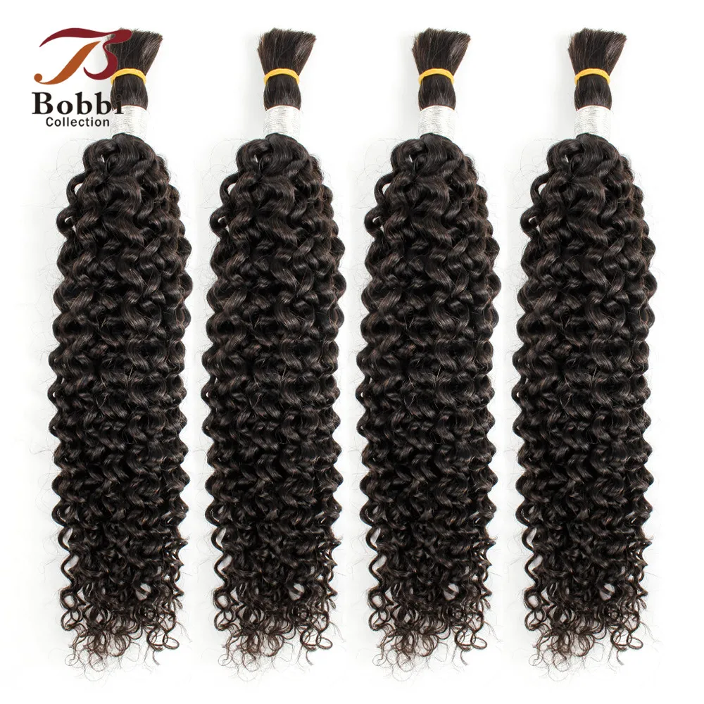 

Bobbi Collection Jerry Curly Hair Bulk Human Hair for Braiding Natural Color Indian Non-Remy Human Braiding Hair Bulk Extensions