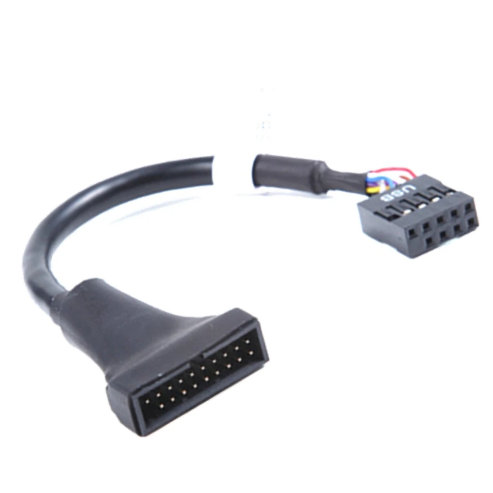 

1PC Schwarz USB 2,0 9 Pin Gehäuse Männlichen Zu Motherboard USB 3,0 20pin Weibliche Adapter Kabel Adapter für PC computer