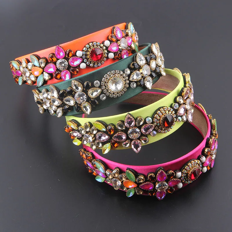 Baroque Colorful Rhinestone Headband Ladies Prom Party Travel Hair Accessories 873