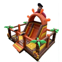 Customized PVC Inflatable Slide Popular Pirate Design Combine With Inflatable Bounce House Jumping Trampoline