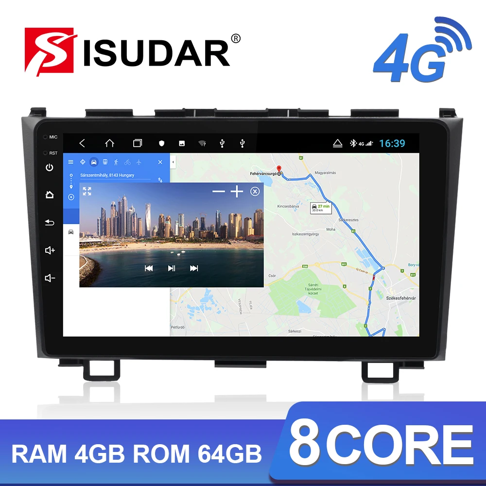 Дешево Isudar H53 4G Android автомобильный мультимедийный 1 Din Авто Радио для Honda CRV CR V 2006 2011 font b gps b font 8 ядерный ram 4 Гб rom 64 Гб 1080P камера DVR