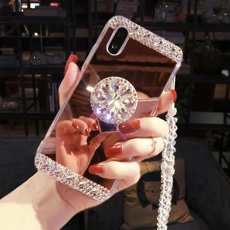 Зеркальный чехол для телефона с кристаллами для IPhone 11 12 13 14 Pro Max X XS MAX XR 7 8 Plus 6 6S, для Samsung Note 20 Note 10 Plus