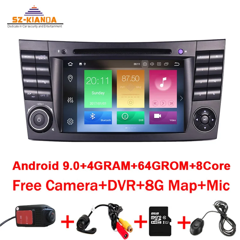 Автомобильный DVD плеер 4 Гб ОЗУ 64 ПЗУ 8 ядер Android 10 0 2din для Mercedes Benz E class W211 E200 E220 E300 E350