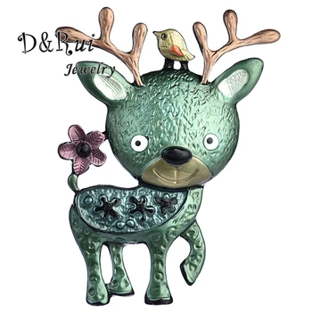 

D&Rui Jewelry Christmas Sika Deer Brooches for Children Fashion Handmade Cute Animal Alloy Metal Brooch Pins 2019 Best Selling