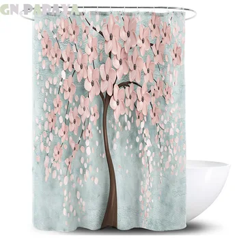 

Nordic Style flower 3d macrame Bath Curtains Waterproof Polyester Fabric retro Shower Curtains Screen with Hooks Accessories