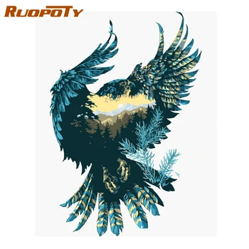 

RUOPOTY Frame Colorful Bird DIY Painting By Numbers Acrylic Paint On Canvas Painting Animals Coloring By Numbers For Home Decors