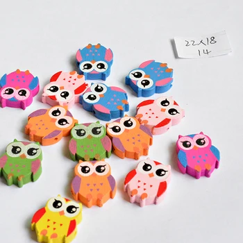 

10 pieces/lot DIY owl Jewelry Accessory Mix Colors Nature Wood beads Cartoon Blossom Children handcraft Department 024