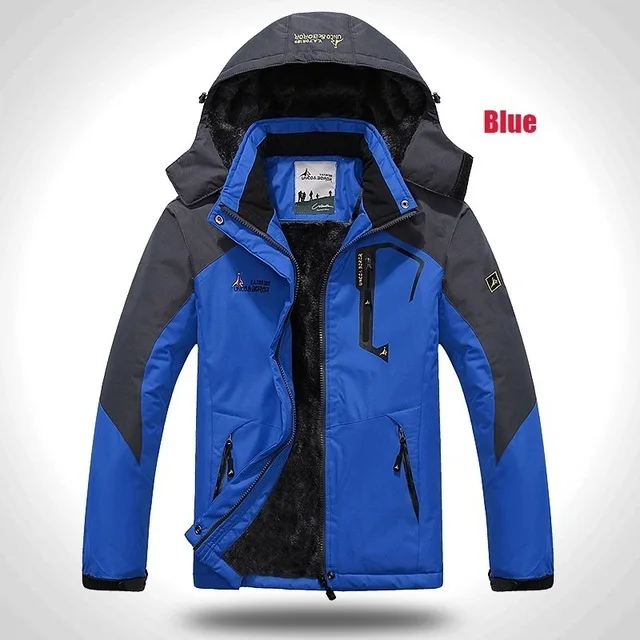 WISH163 Dark Blue Зимняя мужская куртка из плотного бархата, теплое пальто, мужские ветрозащитные куртки с капюшоном, верхняя одежда, повседневное пальто для альпинизма, 6XL размера плюс - Цвет: WISH163 Dark Blue