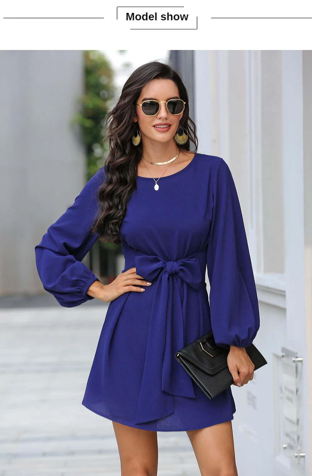 Black Lantern Sleeve Round Neck Casual Dress Black Lantern Sleeve Round Neck Casual Dress 5