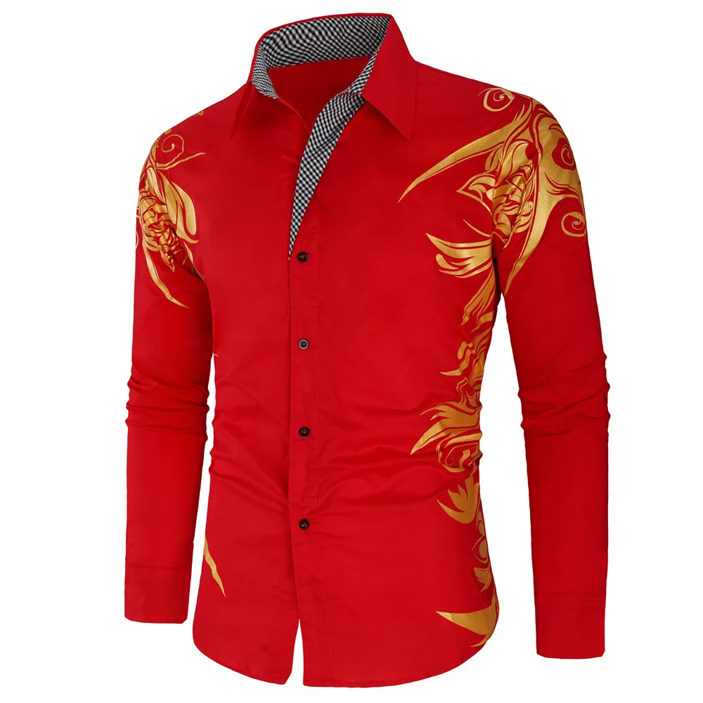 New Gold Bronzing Camisa Social Shirts Men Dress Slim Fit 2019 New Brand Long Sleeve Striped Shirt For Men Streetwear Shirts
