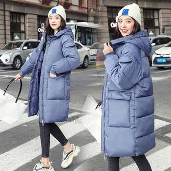

Hooded Duck Down Jacket Women Winter 2019 Outerwear Coats Female Long Casual Warm Down puffer jacket Parka branded