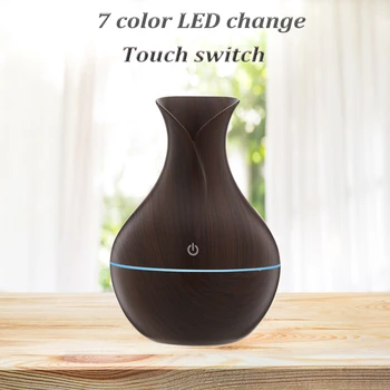 

USB Air Humidifier Mini Household Wood Grain Essential Oil Aroma Diffuser Touch Switch LED Humidifier Essential Oil Diffuser