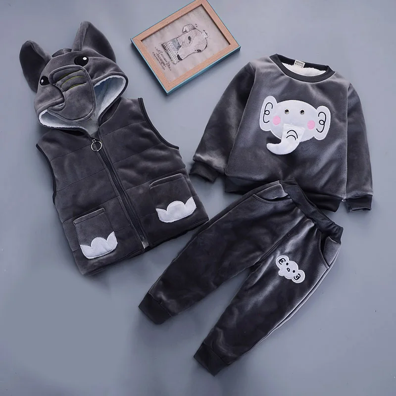 Conjunto de Algodão Urso dos Desenhos Camisola do Bebê Crianças com Capuz Melario Bebê Meninos Roupas Terno Quente Animados Impressão Acolchoado Meninas 14 acolchoado camisola do bebê meninas roupas crianças com capuz