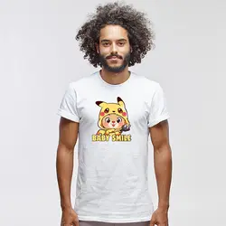 Мужская и женская футболка с принтом Pokemon Go, модные футболки с принтом в стиле Пикачу, футболки с коротким рукавом из 100% хлопка, хипстерские