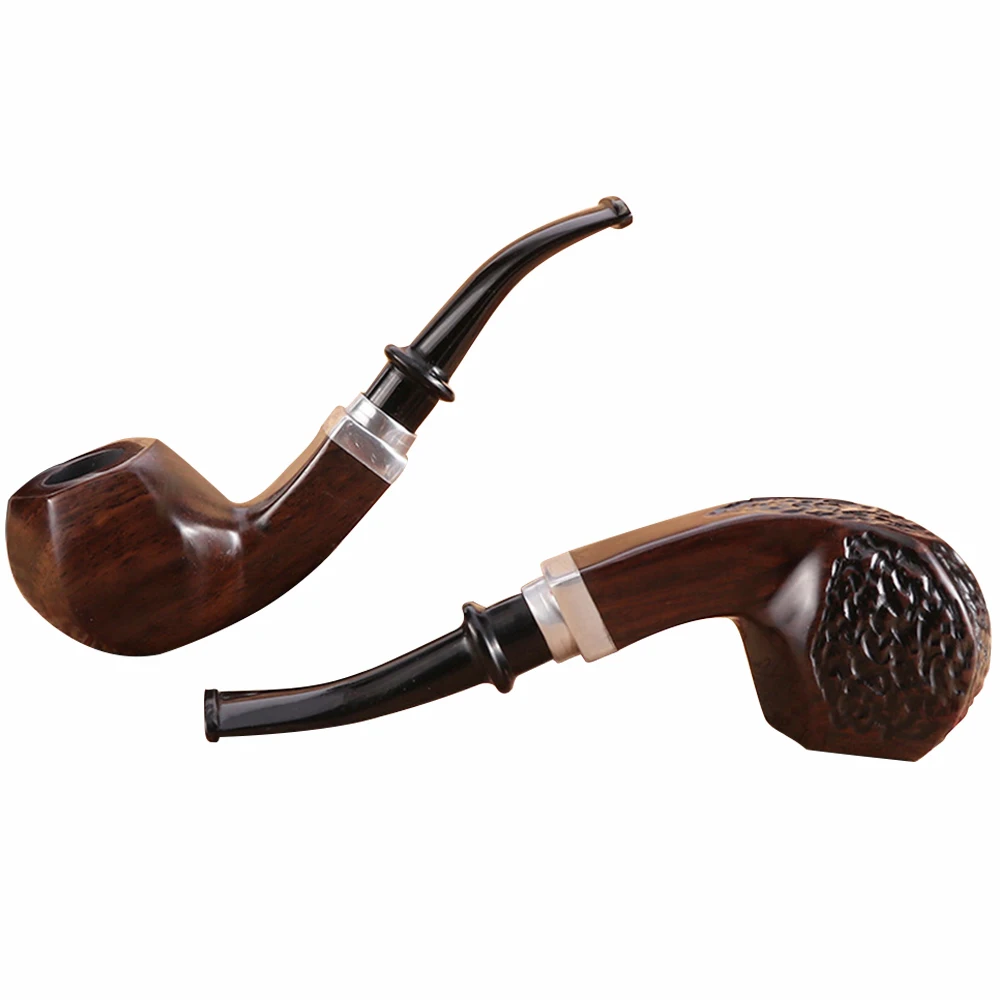 Solid Wood Tobacco Pipe Retro Handmade Wooden Pipe Alloy Herb