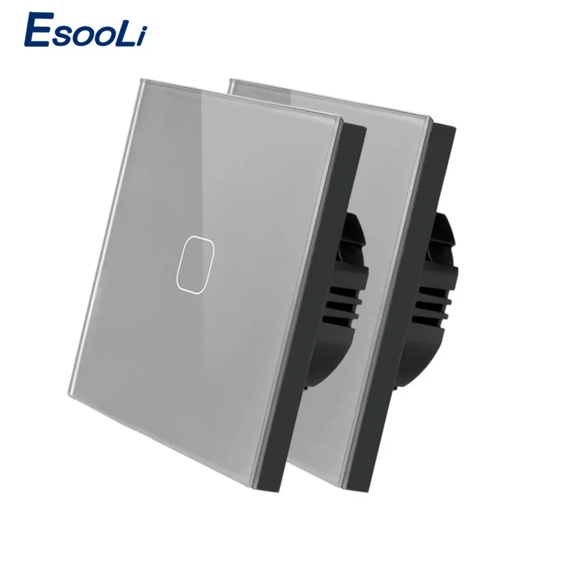 Esooli AC220V, 1/2/3 1Way светильник стены Сенсорный экран переключатель сенсорный выключатель света ЕС Стандартный сенсорный выключатель с украшением в виде кристаллов Стекло Панель сенсорный выключатель, 2 предмета в комплекте