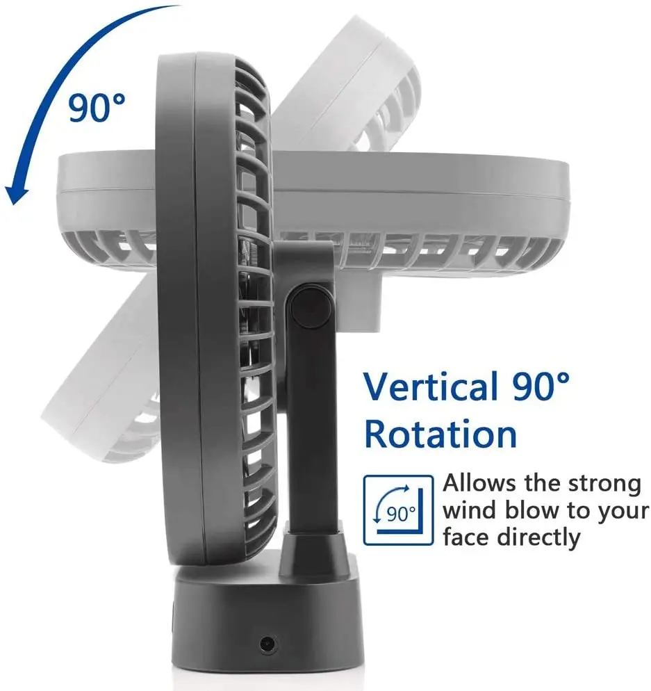 Ventilador de Bateria Ventilador com Temporizador Acampamento ao ar Mini Recarregável Forte Vento 3 Velocidade 7 Ventilador Folha Desktop Portátil Silencioso Escritório Livre Usb - Imagem 6