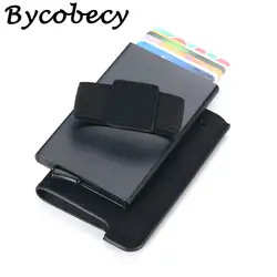 Bycobecy Новый RFID блокирующий мужской кредитный держатель для карт минималистичный Кошелек Металлическая кожаная сумка для карт мужской