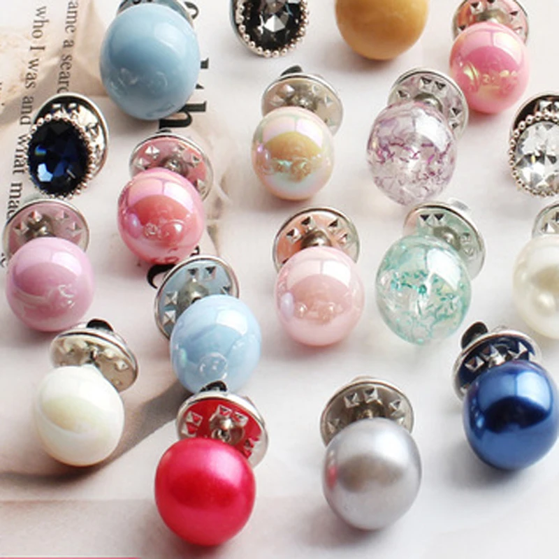 

10PCS Colored No Sewing Anti Nip Slip Wardrobe Malfunction Clothes Skirts Bags Collars Nail Free Pearl Buttons Buckles Clasps