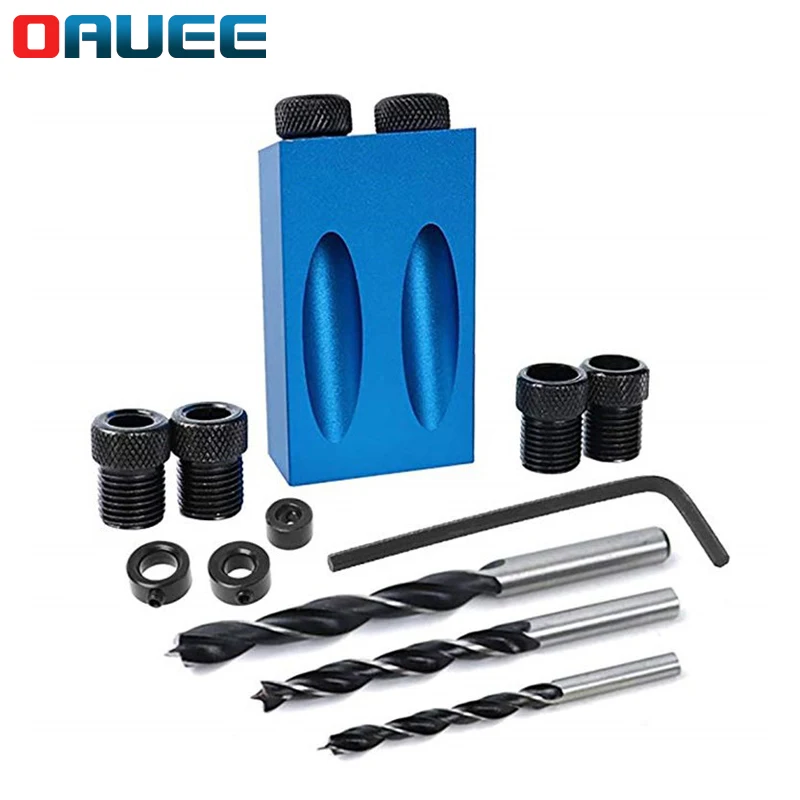 Pocket Hole Jig Replaceable 6 8 10mm Drill Guide Back Dowel