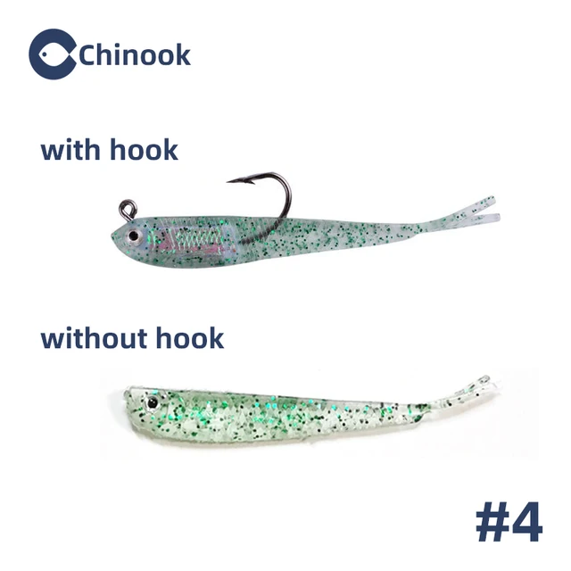 Chinook 5pcs Soft Bait Soft Fish Fork Tail with or without Hook Fish Artificial Silicone Fish Bait Fishing Tackle 4