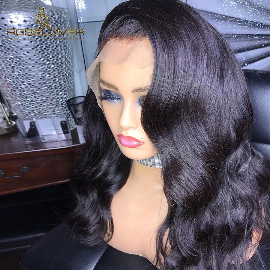 Wavy 360 Lace Frontal Human Hair Wigs Remy Brazilian Pre Plucked with Baby Hair Bleached Konts 150% Density Roselover 8-24"