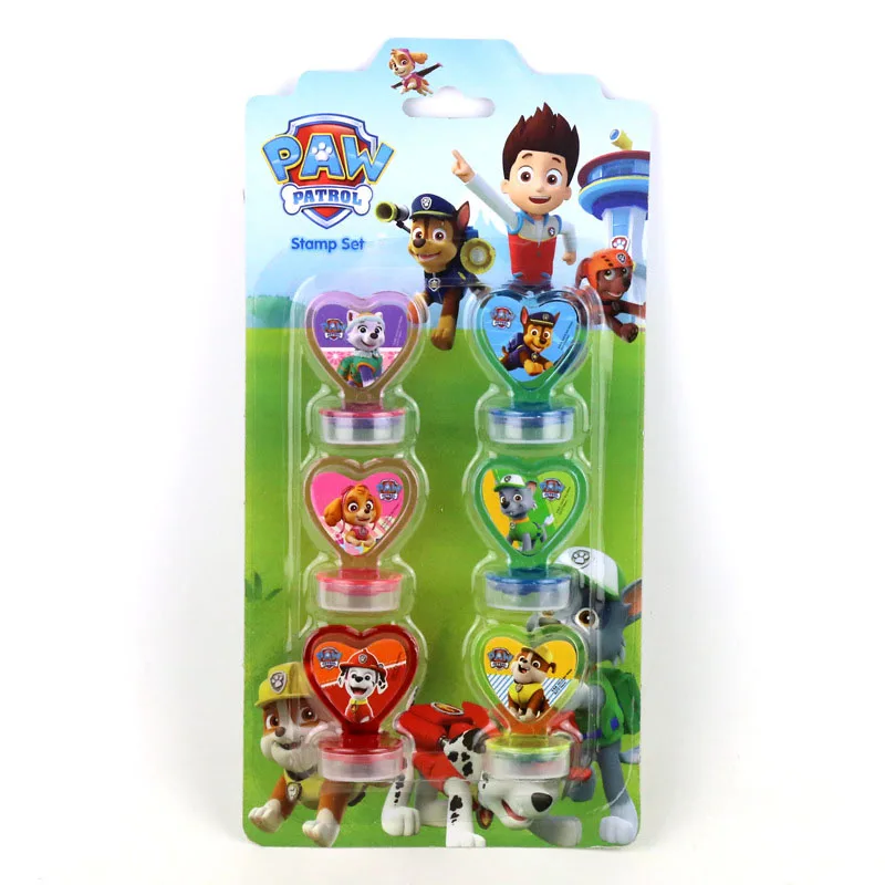 

6pcs/set Paw Patrol new cartoon cute child Patrulla Canina handle seal with ink safety Kids toys for children's gifts S22