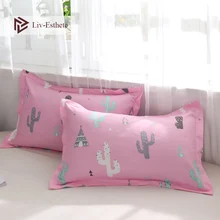 Liv-Esthete Fashion Cactus Pink Pillowcase Wholesale Decorative Floral Flower Pillow Case Cover Bedding For Women Men 48x74cm