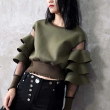 Maylofuer Long Sleeve Sweatshirt Female Clothing For Women Lace panel space cotton coat o-neck Maylofuer Long Sleeve Sweatshirt Female Clothing For Women Lace panel space cotton coat o-neck