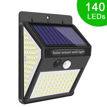 

140 LED Solar Street Light Outdoor spotlight Wall Lamp with Motion Sensor Energy Saving lampara solar exterior Street Lighting