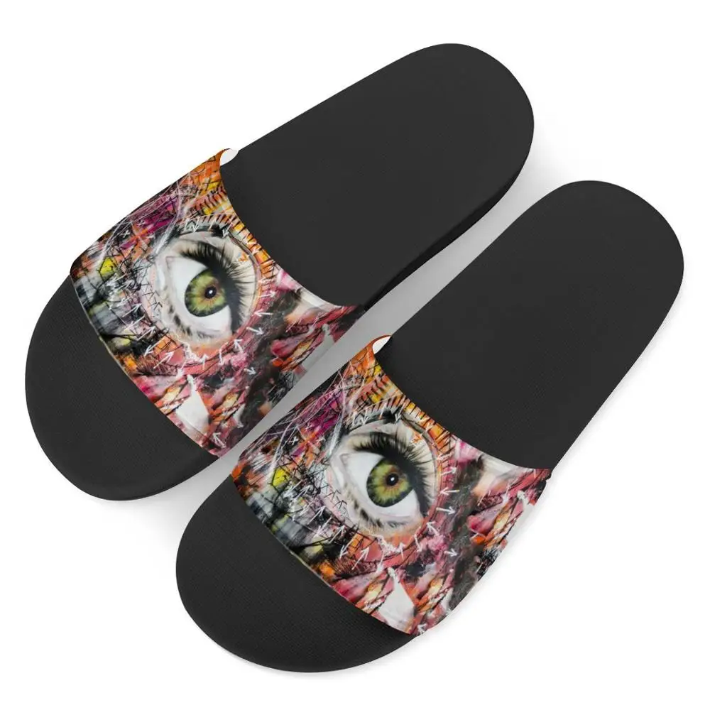 

Causal Flip Flops For men Big eyes graffiti Print Pattern male Slippers Home Outdoor Summer Beach Sandals Flats Pantuflas Custom