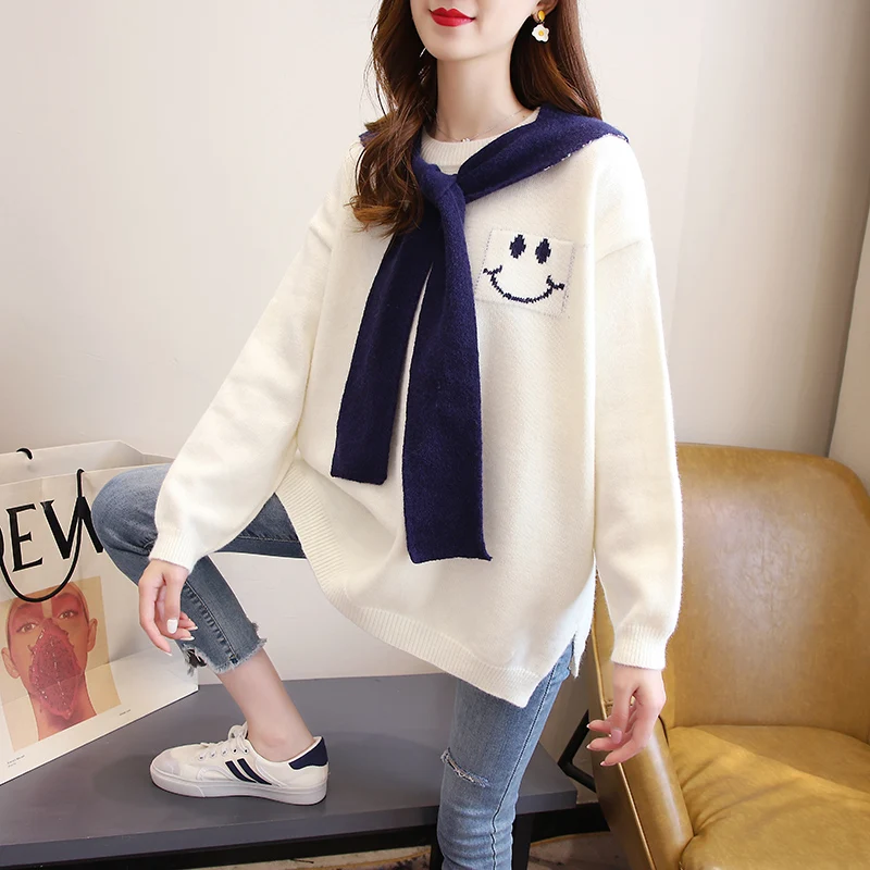 

Knitted Top Knitted Female Korean Version 2023 Autumn And Winter New Loose College Style Sweater Pullover
