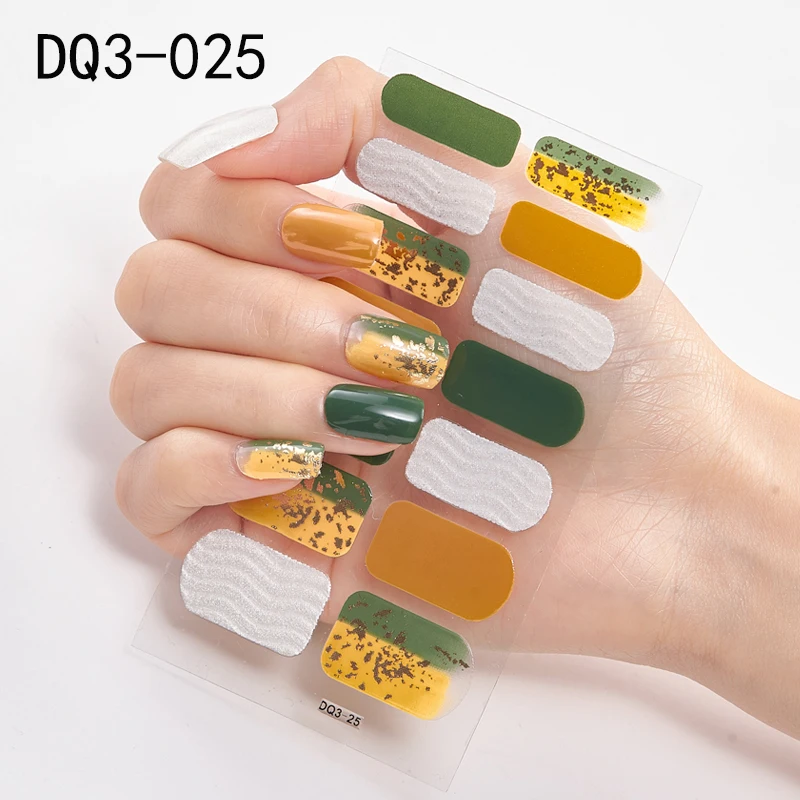 Korean Fashion Colorful 3D Glitter Sequins Nail Art Stickers Manicure DIY Nail Strips Wraps Solid Color