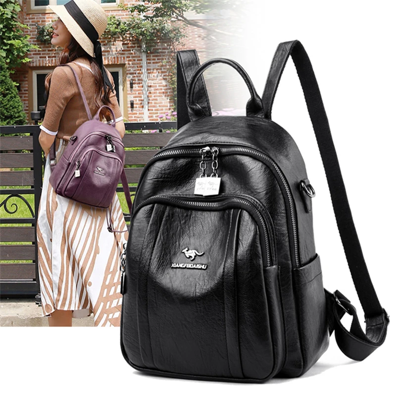 Популярный женский рюкзак высококачественный кожаный многофункциональная сумка на плечо вместительный