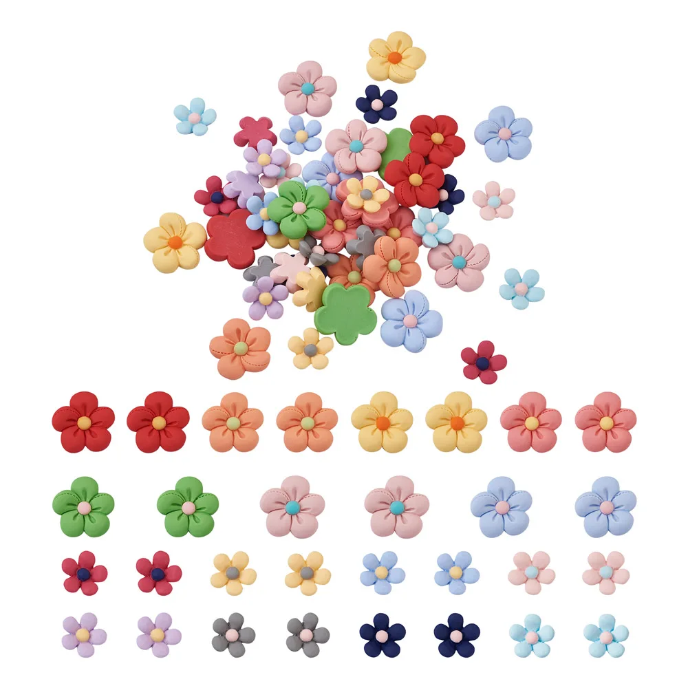 60 шт. разнообразные кабошоны из смолы с плоской задней стороной украшения для