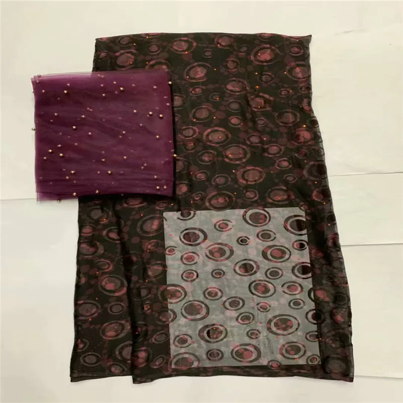 New Arrival satin silk fabric Fashion african wax pattern design Eco-Friendly silk fabric for Party Dress 5+2 yards LXE102723 - Color: same as picture