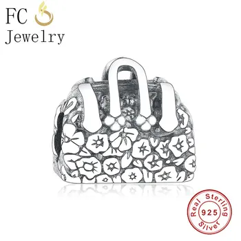 

FC Jewelry Fit Original Brand Charm Bracelet 925 Sterling Silver Disny Mary Poppins Bag Flower Handbag Bead Birthday Berloque