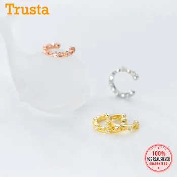 

Trustdavis Genuine 925 Sterling Silver Sweet Shiny CZ Ear Cuff Clip on Earring For Women Piercing Earing Jewelry Gift DA1091